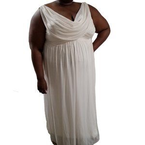 Empire style rose colored evening gown